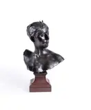 A patinated bronze bust of Diana the Huntress by Jean-Joseph-Alexandre Falguière, bronze, sold May 2020
