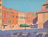 Italian Piazza Oil on canvas Signed lower left 35.5 x 46cm (13¾ x 18 in.) by Colin Hatrue, Oil on canvas, sold Mar 2020