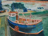 Regulas Goldsie at harbour by John Bellany, Oil on canvas, sold Mar 2020