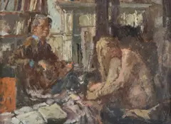Model in the studio I by Bernard Dunstan, Oil on board, offered Mar 2020