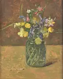 Wild flowers with Jam Jar Oil on board Signed with initials and 93 lower right 24 x 20cm (9¼ x 7¾ in.) Provenance: The Catto Gallery, London by Carolyn Sergeant, Oil on board, sold Mar 2020
