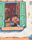 Mediterranean Window Oil on paper Signed lower right 55 x 45cm (21½ x 17½ in.) by Joan Gillespie, Oil on paper, sold Mar 2020