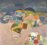 Hillside with Village by Alberto Morrocco, Oil on canvas, sold Mar 2020
