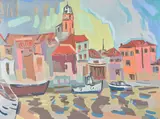 Harbour scene Oil on canvas Signed with initials lower right 92 x 122cm (36 x 48 in.) by Harry Weinberger, Oil on canvas, sold Mar 2020
