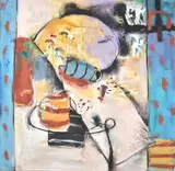 Window Oil on linen Signed and dated 1990 verso, titled to stretcher verso 128 x 131cm (50¼ x 51½ in.) by David Armitage, 1990, Oil on linen, offered Mar 2020