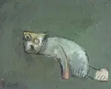 Cat Mixed media Signed and dated 2009 lower left 65 x 81cm (25½ x 31¾ in.) Unframed by Miguel Angel Yrazaabel, 2009, Mixed media, sold Mar 2020