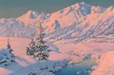 Alpine view at dusk Oil on canvas Signed lower right 49.5 x 75cm (19¼ x 29½ in.) by Friedrich Albin Koko-Micoletsky, Oil on canvas, sold Mar 2020
