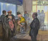 Gran Caffe Oil on canvas Signed lower left by Alberto Sughi, Oil on canvas, sold Mar 2020