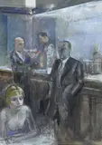 Ttur: Nel Caffe by Alberto Sughi, Oil on canvas, offered Mar 2020