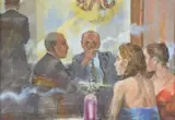 Inter di Caffe, 1999 Oil on canvas board Signed lower left, titled and numbered 1067 verso 35 x 50cm (13¾ x 19½ in.) by Alberto Sughi, Oil on canvas board, sold Mar 2020