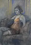 Ttur: Figura Seduta by Alberto Sughi, Oil on canvas, sold Mar 2020