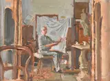 Self portrait by John Ward, Oil on canvas board, offered Mar 2020