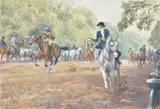 Rotten Row Mixed media on paper Signed with initials lower left 34 x 50cm (13¼ x 19½ in.) Provenance: The William Marler Gallery, Cirencester by Gilbert Joseph Holiday, Mixed media on paper, sold Mar 2020