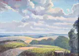 Lambourn Downs Oil on canvas Signed lower right 25 x 35.5cm (9¾ x 13¾ in.) by Walter James Steggles, Oil on canvas, sold Mar 2020