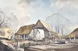 Farmyard Watercolour and ink Signed lower right 33 x 51cm (12 x 20 in.) by Rowland Hilder, Watercolour and ink, offered Mar 2020