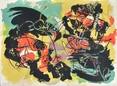 Composition by Karel Appel, Lithograph printed in colours, sold Mar 2020