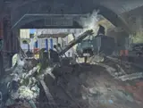 Demolition crew loading a lorry by Henry James Neave, oil on board, sold Nov 2021