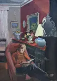 Interior with the artists son Peter, 76 x 55cm by Henry James Neave, oil on canvas, offered Nov 2021