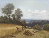 Haymakers in a landscape by Charles Henry Passey, oil on canvas, sold Nov 2021
