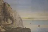 Coastal landscape with sea cliffs by Washington F. Friend, watercolour, sold Nov 2021