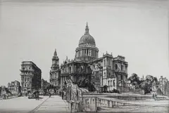 Dry point etching by Henry Rushbury, 1942, etching, sold Nov 2021