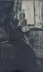 Drypoint etching by William Lee Hankey, etching, sold Nov 2021