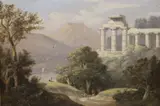 Shepherd in a Greek landscape by R* Watson, oil on wood, sold Nov 2021