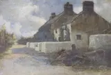 Lobster pot maker beside cottages by John H. Tyson, oil on canvas, offered Nov 2021