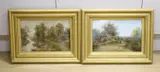 Rustic landscapes by Octavius Clark, oil, sold Nov 2021