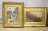 The Castle Road, Edinburgh and a river landscape, both signed, one with artist label verso, 24 x 35cm and 36 x 26cm by Frederick Tucker, watercolor, sold Nov 2021