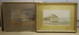 Mont St Michel and a View of Harlech Castle 1852, 24 x 40cm and 25 x 37cm by Harry T. Hine, watercolor, offered Nov 2021