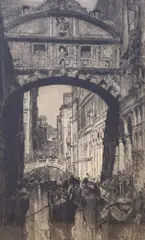 The Bridge of Sighs by Frank Brangwyn, etching, sold Nov 2021