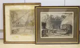Dockland scenes, one signed in pencil, 30 x 39cm and 30 x 30cm by Frank Brangwyn, pencil, sold Nov 2021