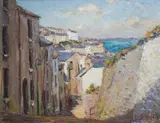 Temperance Steps, Brixham, Devon by Ernest Knight, oil on canvas, sold Nov 2021