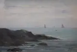 Coastal landscape by Georgina Martha de l' Aubinière, oil on canvas, sold Nov 2021