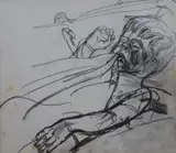 David sucking blanket by John Bratby, pencil on paper, sold Nov 2021