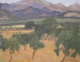 Olive trees in a landscape by Numa Donzé, oil on canvas, sold Nov 2021