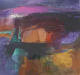 Heather on Border Hills, 53 x 57cm by Patricia Sadler, oil on board, sold Nov 2021