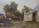 Study at a farm by Duncan Cameron, oil on canvas, sold Nov 2021