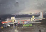 A DC 6 Freighter, studio stamp verso, 49 x 60cm, unframed by Douglas Ettridge, oil on canvas, sold Nov 2021