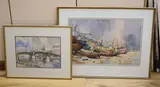 Southwark Bridge and St Paul's and Fishing boats by John Bryce, watercolor, sold Nov 2021