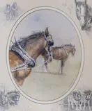 Study of Shire horses by Christopher Hollick, pencil and watercolour, sold Nov 2021