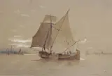 Sail barge off Venice by Robert Taylor Pritchett, watercolour, sold Nov 2021