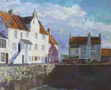 Harbour scene by Sonas McLean, gouache on paper, offered Nov 2021