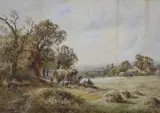 A Sussex Hayfield by Henry J. Kinnaird, watercolor, sold Nov 2021