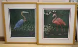 Flamingo and Heron by Mark Millmore, pencil, sold Nov 2021
