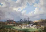 Spring at Gaston, Northamptonshire’ Oil on panel signed and dated 1982 31 x 44cm by Daniel van der Putten, 1982, Oil on panel signed and dated, sold Oct 2021