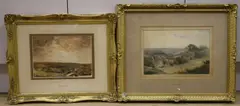 Moonlight and Landscape with cattle by Thomas Collier, watercolor, sold Oct 2021