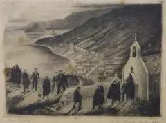 Irish Sunday by Cecilia Compton-Smith, 1932, etching, offered Oct 2021