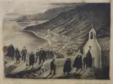 Irish Sunday by Cecilia Compton-Smith, 1932, etching, offered Oct 2021